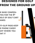 Universal Golf Cart Phone Mount With Heavy Duty Strap For Hands Free Gps And Score Tracking Patriotic Flag Caddy from side view showing 9° angle adjustment.