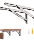 16-Inch Foldable Shelf Brackets for DIY Tables and Shelves, L Shape Collapsible Brackets, Heavy Duty Stainless Steel, Silver, 4 Pack