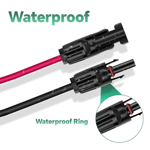 6-In-1 Solar Connector Kit With Female And Male Connectors, Universal Solar Adapter Cable showing waterproof feature