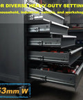 Built Tough Heavy Duty 36 Inch Full Extension Drawer Slides With Ball Bearing Rails, 300 Pound Capacity, Steel Construction For Smooth, Effortless Drawer Operation On Heavy Load Cabinets, open tool cabinet drawers