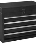 Detachable Four Drawer Tool Chest With Large Storage Cabinet And Adjustable Shelf Lockable Rolling Tool Organizer For Garage And Workshop Black Sturdy Cold Rolled Steel Construction, black with four drawers visible.