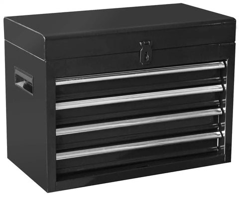 Detachable Four Drawer Tool Chest With Large Storage Cabinet And Adjustable Shelf Lockable Rolling Tool Organizer For Garage And Workshop Black Sturdy Cold Rolled Steel Construction, black with four drawers visible.