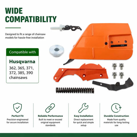 Chain Brake Clutch Toggle Joint Kit For Chainsaw Replacement Fits 362 365 371 372 385 390 Models, Durable Part Restores Safe Braking And Smooth Cutting, Replaces 503751103 537033501, Easy Install, High Quality Fit, orange chain brake cover and parts