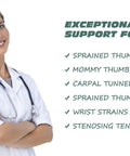 Doctor with stethoscope promoting Reversible Thumb And Wrist Stabilizer Compression Splint With Copper Ions for hand pain relief