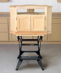 Portable Work Bench With Vise And Adjustable Height Legs, Heavy Duty Steel Frame Supports Up To 450 Lbs with wood cabinet project