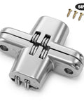 Heavy Duty Concealed Cabinet Hinge Kit Featuring Real Deal Stainless Steel Build And Complete Box Of Mounting Screws For Smooth Swingin Doors And Fine Cabinetry, showing hinge with screws.