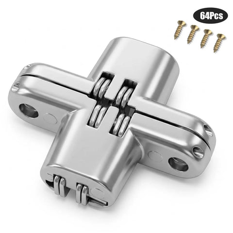 Heavy Duty Concealed Cabinet Hinge Kit Featuring Real Deal Stainless Steel Build And Complete Box Of Mounting Screws For Smooth Swingin Doors And Fine Cabinetry, showing hinge with screws.