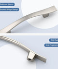 25 Pack Cabinet Handles With 3 Inch Hole Centers Bridge Design Shiny Nickel Zinc Alloy, close-up of anti-rust feature