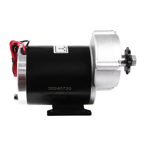 Heavy Duty Brushed DC Motor Gear Reduction Unit, 48V 600W 450 Rpm Electric Bike Conversion Kit side view with connectors.