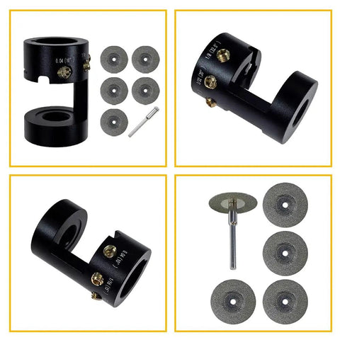 Badass Aluminum Tungsten Electrode Sharpener Featuring Cut Off Slot with five grinding discs for quick TIG welding prep.