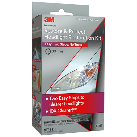 DIY Headlight Restore Kit For Plastic Lenses Taillights And Fog Lights Brighter Clearer Beams product packaging.