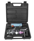 Top Grade Pneumatic Air Die Grinder 18000 RPM Badass Rotary Polisher With 6mm And 3mm Chucks in toolbox with accessories.