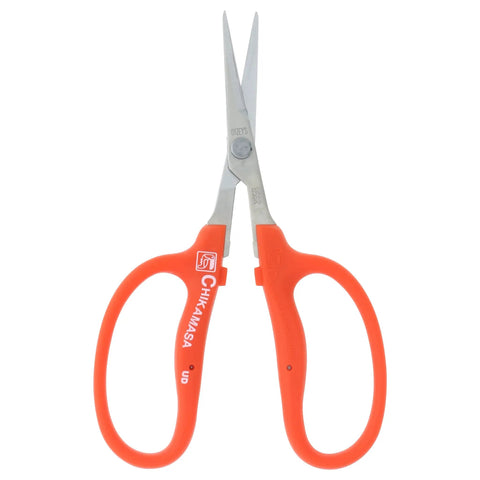 Pro Grade Curved Blade Garden Scissors in Stainless Steel with orange handles, handcrafted for precision pruning and comfort