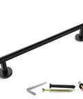 Matte Black Towel Bar 18 Inch Heavy Duty Stainless Steel SUS304 Wall Mounted Towel Holder Rack with installation accessories shown