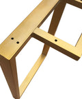 Heavy Duty Metal Table Legs Set Of 2, Industrial Square Support Base 72cm Height, Black Iron Desk And Coffee Table Legs For DIY Furniture Build, Sturdy Frame With Mounting Screws, Built Different Quality - close-up view of gold finish.