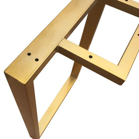 Heavy Duty Metal Table Legs Set Of 2, Industrial Square Support Base 72cm Height, Black Iron Desk And Coffee Table Legs For DIY Furniture Build, Sturdy Frame With Mounting Screws, Built Different Quality - close-up view of gold finish.