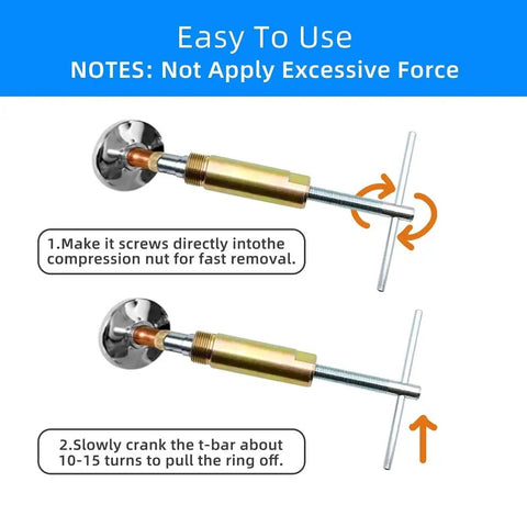 Sleeve Puller For One Half Inch Compression Fittings, Quick Nut And Ferrule Removal Tool For Corroded Or Frozen Supply Stops, Makes Removing Old Rings Easy, Time Saving Plumbing Repair Gear For DIY And Pros used on 1/2-inch copper fitting