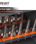 Removable CNC Tool Rack Cart With Dual Layer Steel Side Mount Storage displaying short tool holders on shelves