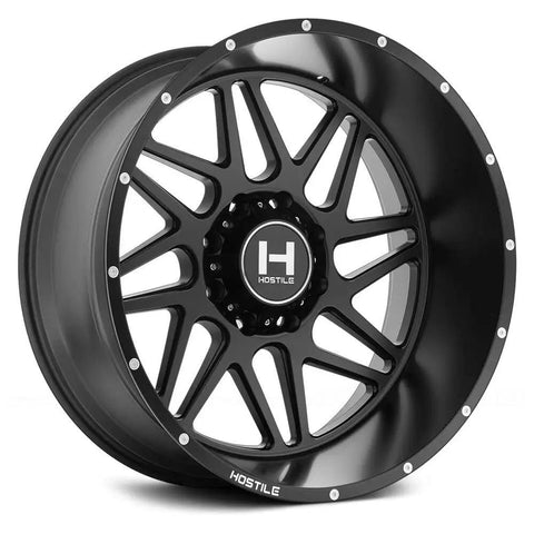 22X12 Satin Black Truck Wheels With 6X135 Bolt Pattern And Minus Forty Four Offset Aggressive Off Road Rims side view showcasing glossy black finish.