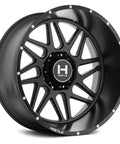H108 Sprocket 22X12 Road Beast Rim Delivers 8X170 Bolt Lugs And -44 Offset Glazed In Asphalt Satin Black Coating close-up of wheel design