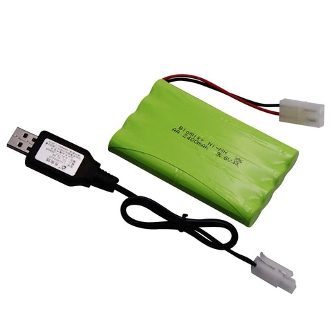 9.6V 2000mAh NiMH 8 Cell AA Battery Pack With Standard Tamiya Connector For RC Cars Trucks Tanks And Other RC Rigs USB Charging Cable Included