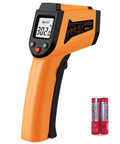 Non-Contact Infrared Temperature Gun For Quick Temp Readings, -50 C To 400 C, -58 F To 752 F, Handy IR Thermometer For Industrial Use, Kitchen, Ovens, Grilling, Auto Repair, Home DIY, Orange, with batteries