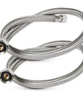 Braided Faucet Connector 16 Inch Long One Half Inch IPS Brass Nut to Three Eighths Inch Female Fitting Lead Free Stainless Steel Two Pack