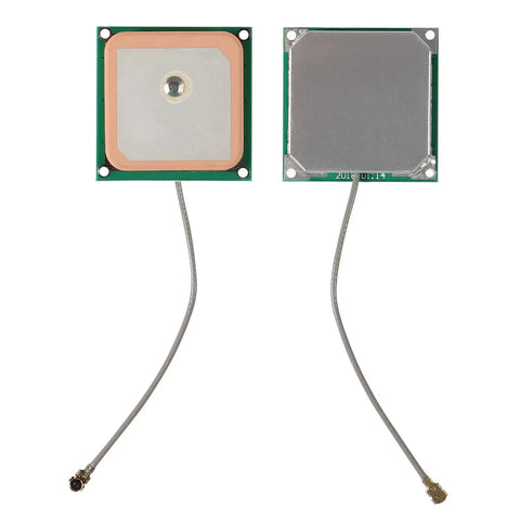 Front and back view of One Set GY-NEO6MV2 NEO-6M GPS Module with large ceramic antenna and cable for Arduino Raspberry Pi projects