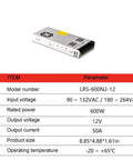 Heavy Duty 600 Watt 12 Volt 50 Amp Industrial Workhorse Power Supply With Active Pfc And Wide Voltage Input Bulletproof Build for automation gear.