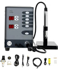 Jewelry Spot Welder Machine 110V 60Hz Pulse Argon Arc with attachments for gold and hardware repair, front view.