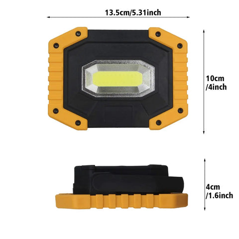Rechargeable LED Work Light 30W 2000LM With 3 Modes Waterproof COB Flood Lights USB Charging dimensions front view