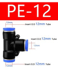 Dope Pneumatic Quick Connect Tee Reducer Fittings Kit For Air And Water PE Plastic Pipe Adapters T Shaped 12mm PE12
