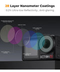 Image showing 28-layer coatings of ND And CPL Filter Kit For Osmo Action 5 Pro And Osmo Action 4 emphasizing ultra-low reflectivity.