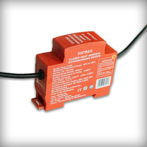 Automatic Aerosol Fire Suppression Kit For Electrical Cabinets And Control Panels Boasting Thermal Activation And Zero Drama Flame Stopping In A Compact Self Triggering Guard - red device with black wire