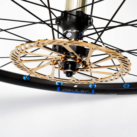Beefy Disc Brake Rotor Set 160Mm 180Mm 203Mm With Bolts Gold Finish, Stainless Steel, 2Mm Thick, Center Distance 44Mm on MTB bike wheel