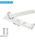 Rotating Pivot Door Hinges Set Four Pack 360 Degree Hidden Stainless Steel Hardware For Secret Doors And Bookcases Up Down Shaft M Size Silver Tone Anti Rust Construction With 24 Screws Included For Quick Easy Install, showing hinge dimensions.