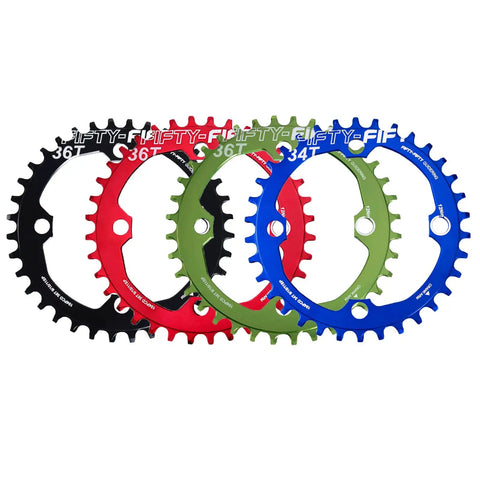 104 BCD Mountain Bike Chainring 30T 32T 34T 36T Narrow Wide For 9 10 11 Speed, colorful four bolt alloy MTB chainring set