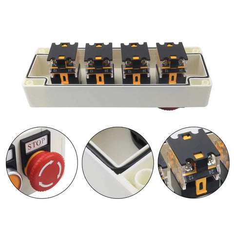 Red Yellow Green Emergency Stop Push Button Switch 1NC 1NO Self Locking Momentary Mushroom Button For Heavy Duty Machines 440V 10A