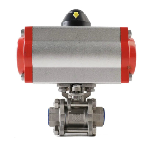 Half Inch Pneumatic Ball Valve Actuator In Stainless Steel Three Piece Double Acting With Air Return Automatic Control System
