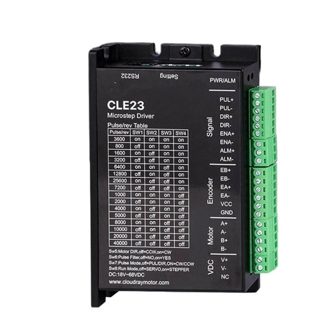 Front view of a CLE23 microstep driver with connection terminals, used in Beefy Closed Loop Servo Motor For CNC With 57mm Frame.