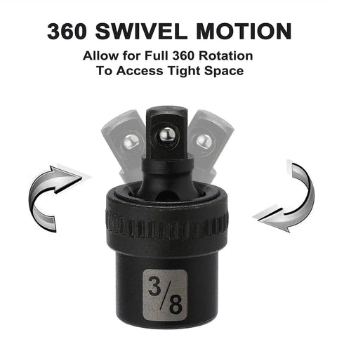 360 swivel adapter from Beefy Heavy Duty 49 Piece Three Eighths Inch Drive Impact Socket Set With Deep And Shallow Sockets