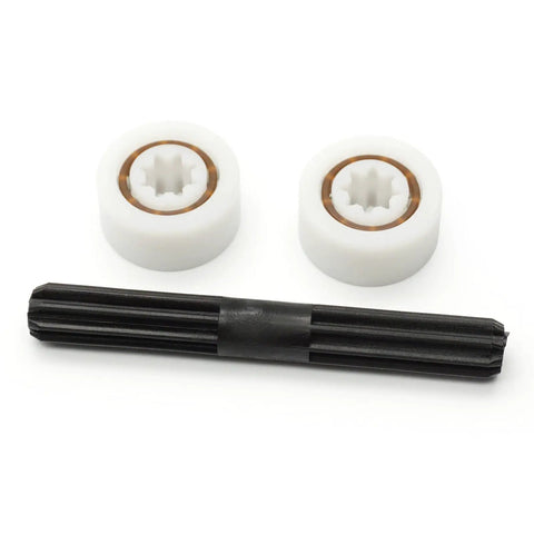 PVXH019SA Drive Gear Shaft Bearing Assembly for Pool Cleaner Parts featuring two white bearings and black shaft