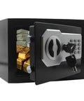 Digital Keypad Security Safe Lock Box For Home Office And Hotel Use Secure Cash Jewelry Storage Easy Password Access Emergency Spare Key Black 0.2 Cu Ft