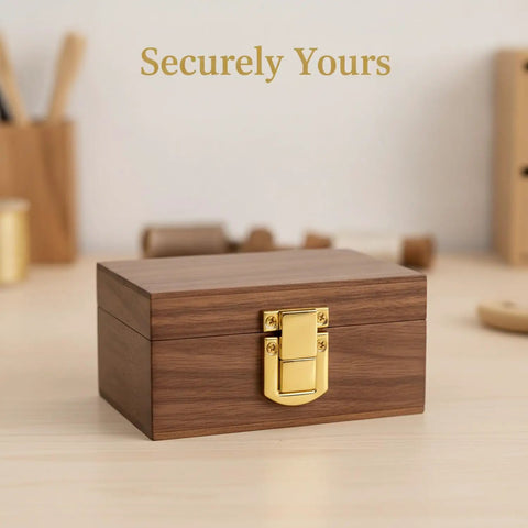 Wooden box with Gold Box Latch Closure For Jewelry Boxes, Craft Chests, And Small Containers, Zinc Alloy Hardware 25x20mm