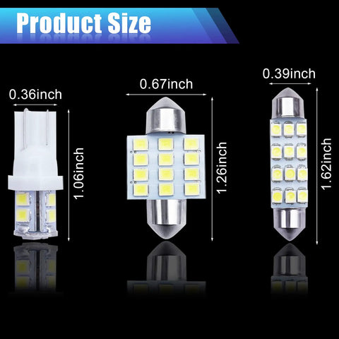 Car LED Bulb Kit 24 Pack For Interior Dome Map Lights Trunk And License Plate White LEDs dimensions
