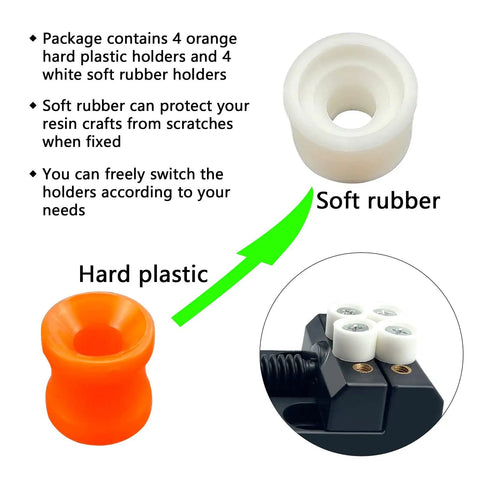 Pro Grade Electric Resin Drill Set With Pin Vise For Molds And Jewelry Casting, showing hard plastic and soft rubber holders