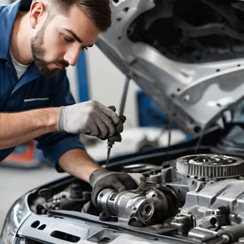 Mechanic using 14-Piece Female E-Star Socket Set E4 To E24 Drive With External Hex Sleeve Kit for engine repair