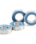12x24x6mm Chrome Steel Cartridge Bearings Beefed Up With Grease And Sealed With Double Lip Labyrinth Seal Full Complement Balls 4 Pack For Bike Hub Pivots Heavy Duty Load Capacity Smooth Reliable Rotation, blue sealed bearings shown