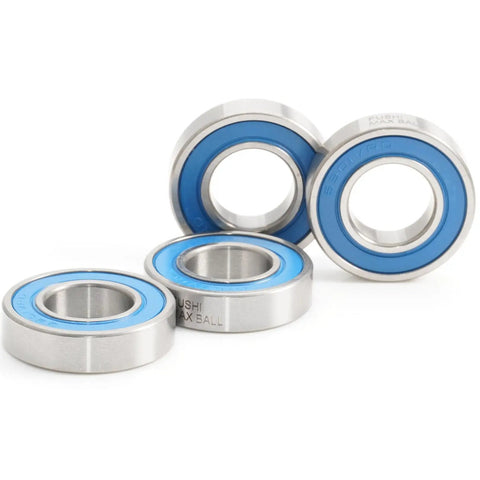12x24x6mm Chrome Steel Cartridge Bearings Beefed Up With Grease And Sealed With Double Lip Labyrinth Seal Full Complement Balls 4 Pack For Bike Hub Pivots Heavy Duty Load Capacity Smooth Reliable Rotation, blue sealed bearings shown
