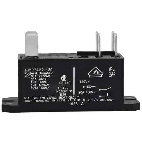 Heavy Duty Power Relay 120VAC 30A DPST-NO 6-Pin General Purpose Pack of 2 for Industrial Control and Auto Electronics Replacement Part